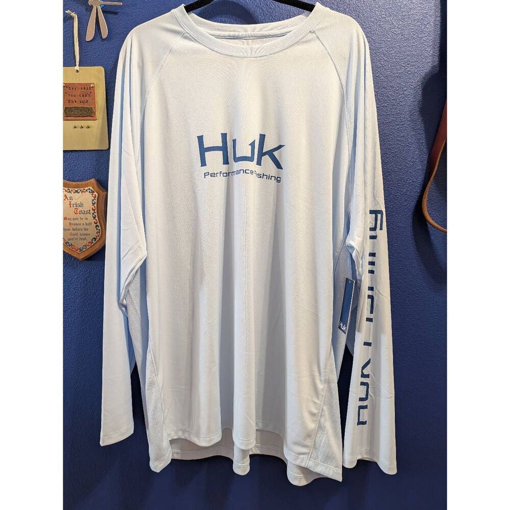 Huk Performance Fishing Shirt Mens 3XL Pursuit Ice Water UPF 50+ Long Sleeve NWT